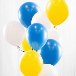 Ballongbukett Gul, blå & vit