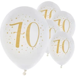 Ballonger Vit & Guld 70 år 8-pack
