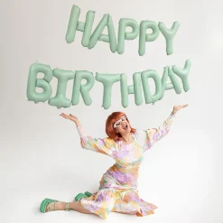 Ballonggirlang Happy Birthday Grön 340 cm