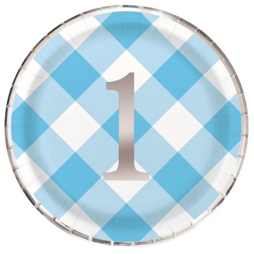 Blårutiga Tallrikar - 1 år 8-pack