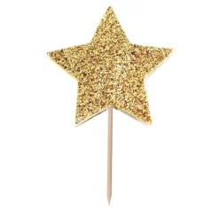 Cake Toppers - Guldglittrande stjärnor 12-pack