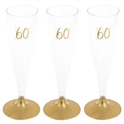 Champagneglas med guldfot 60 år 6-pack