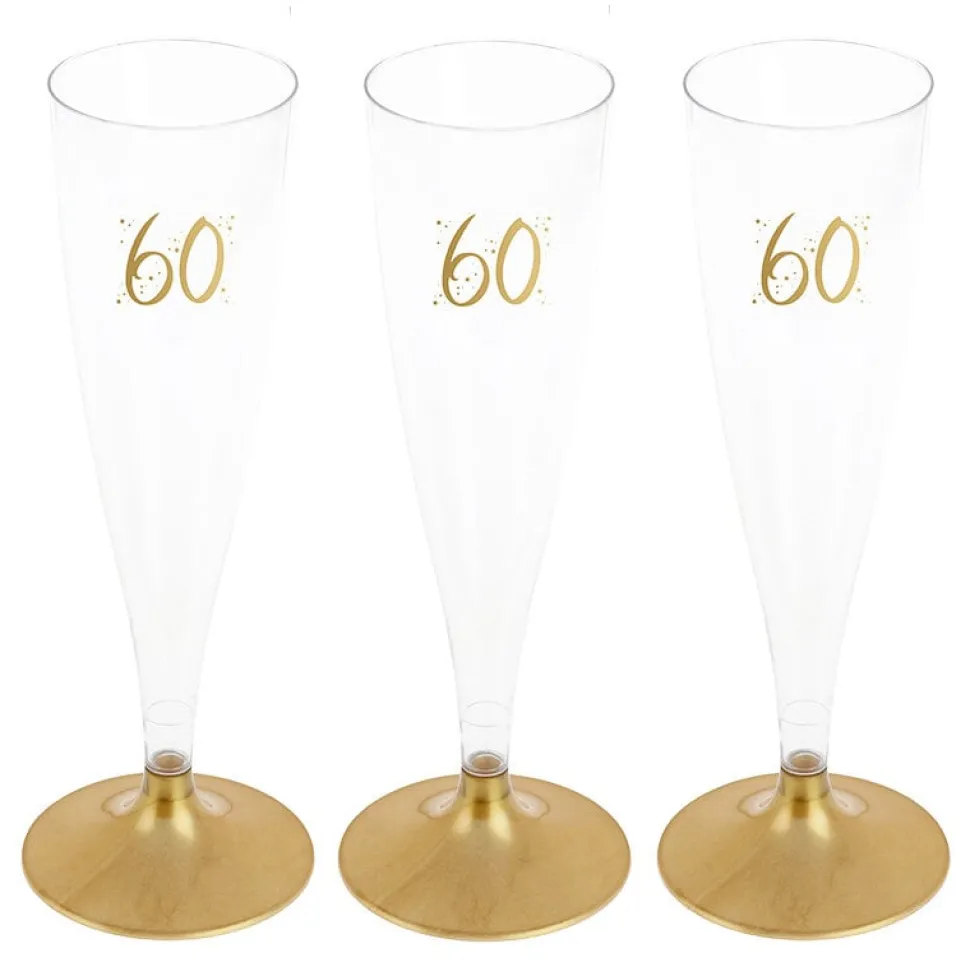Champagneglas med guldfot 60 år 6-pack