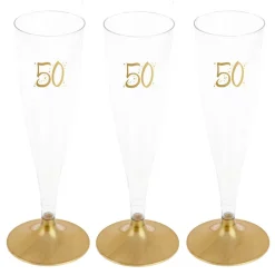 Champagneglas med guldfot 50 år 6-pack
