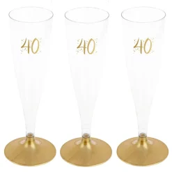 Champagneglas med guldfot 40 år 6-pack