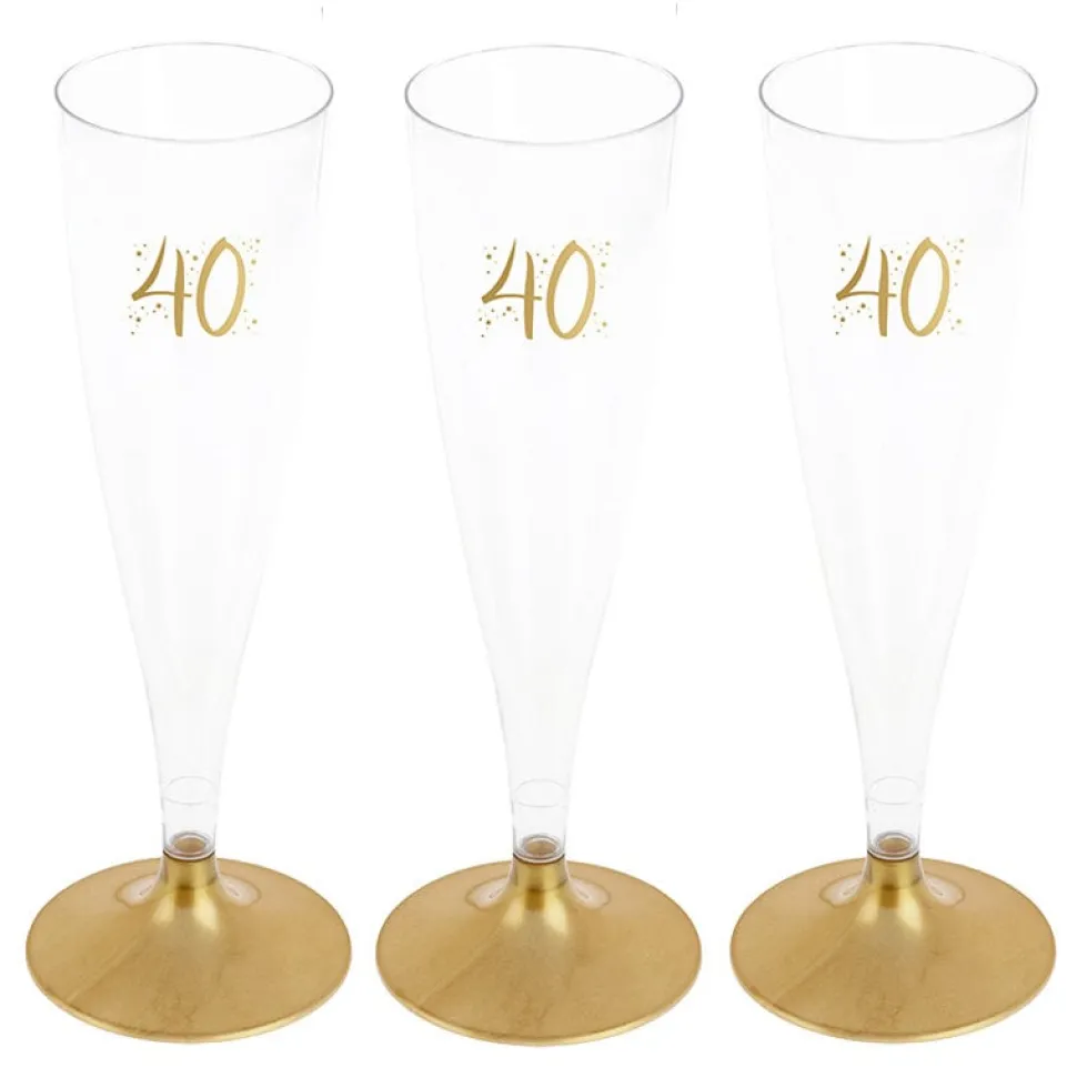 Champagneglas med guldfot 40 år 6-pack
