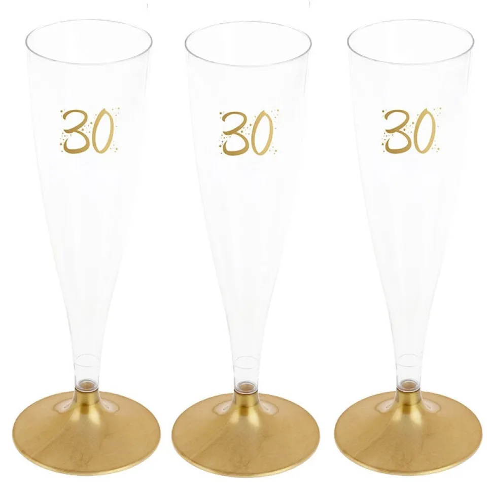 Champagneglas med guldfot 30 år 6-pack