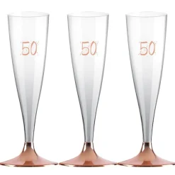 Champagneglas med roseguldfot 50 år 6-pack