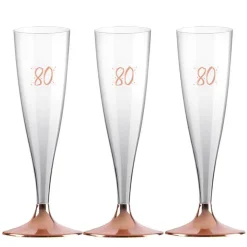 Champagneglas med roseguldfot 80 år 6-pack