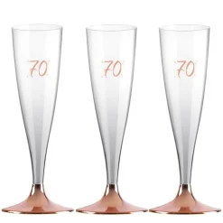 Champagneglas med roseguldfot 70 år 6-pack