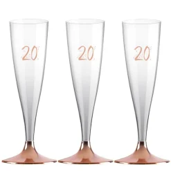 Champagneglas med roseguldfot 20 år 6-pack