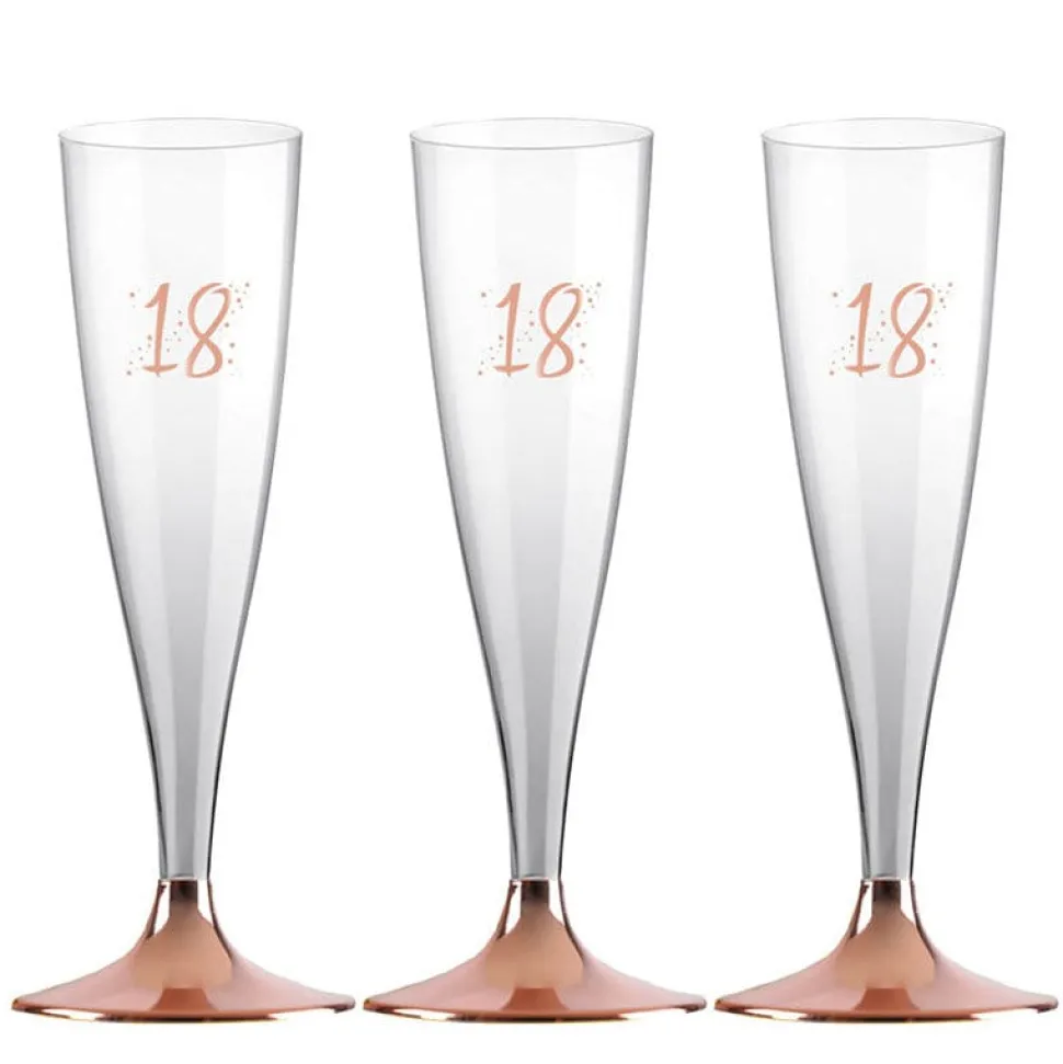 Champagneglas med roseguldfot 18 år 6-pack
