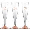 Champagneglas med roseguldfot 60 år 6-pack