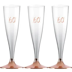 Champagneglas med roseguldfot 60 år 6-pack
