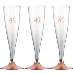Champagneglas med roseguldfot 40 år 6-pack
