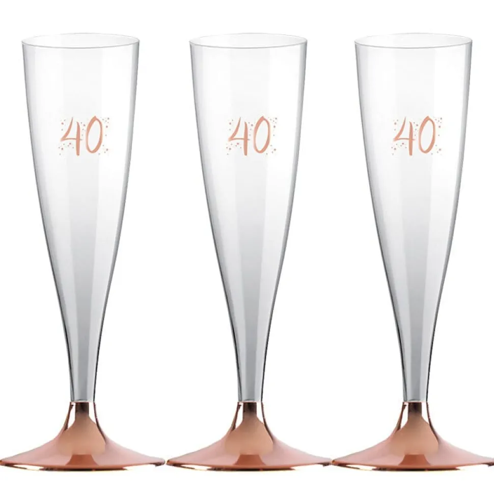Champagneglas med roseguldfot 40 år 6-pack