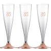 Champagneglas med roseguldfot 30 år 6-pack