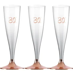 Champagneglas med roseguldfot 30 år 6-pack