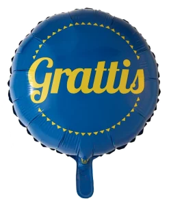 Folieballong Grattis blå/gul