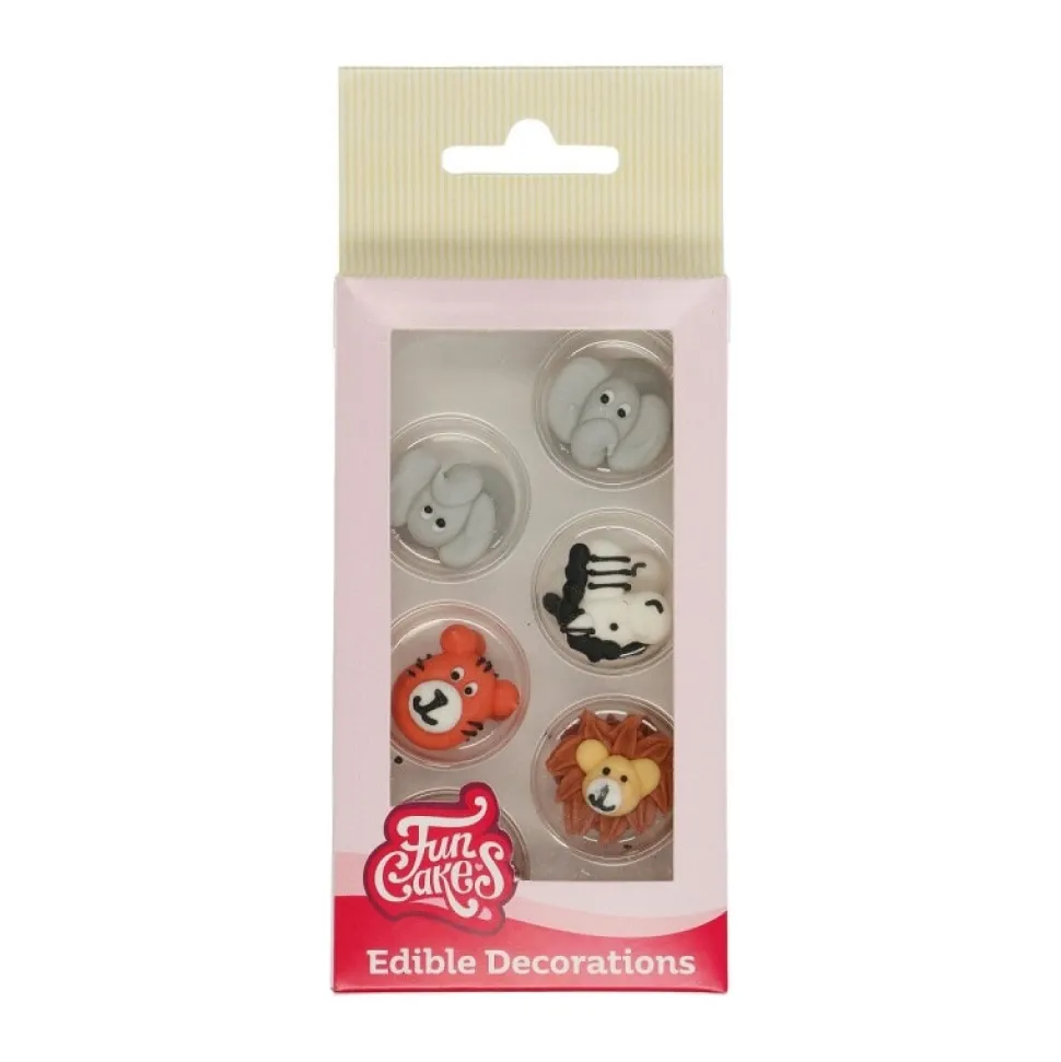 FunCakes - Sockerdekorationer Safaridjur 12-pack
