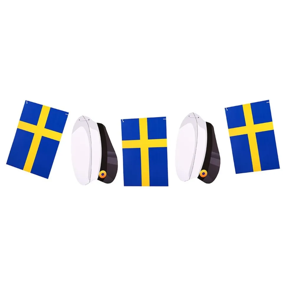 Girlang Sverigeflaggor och Studentmössor