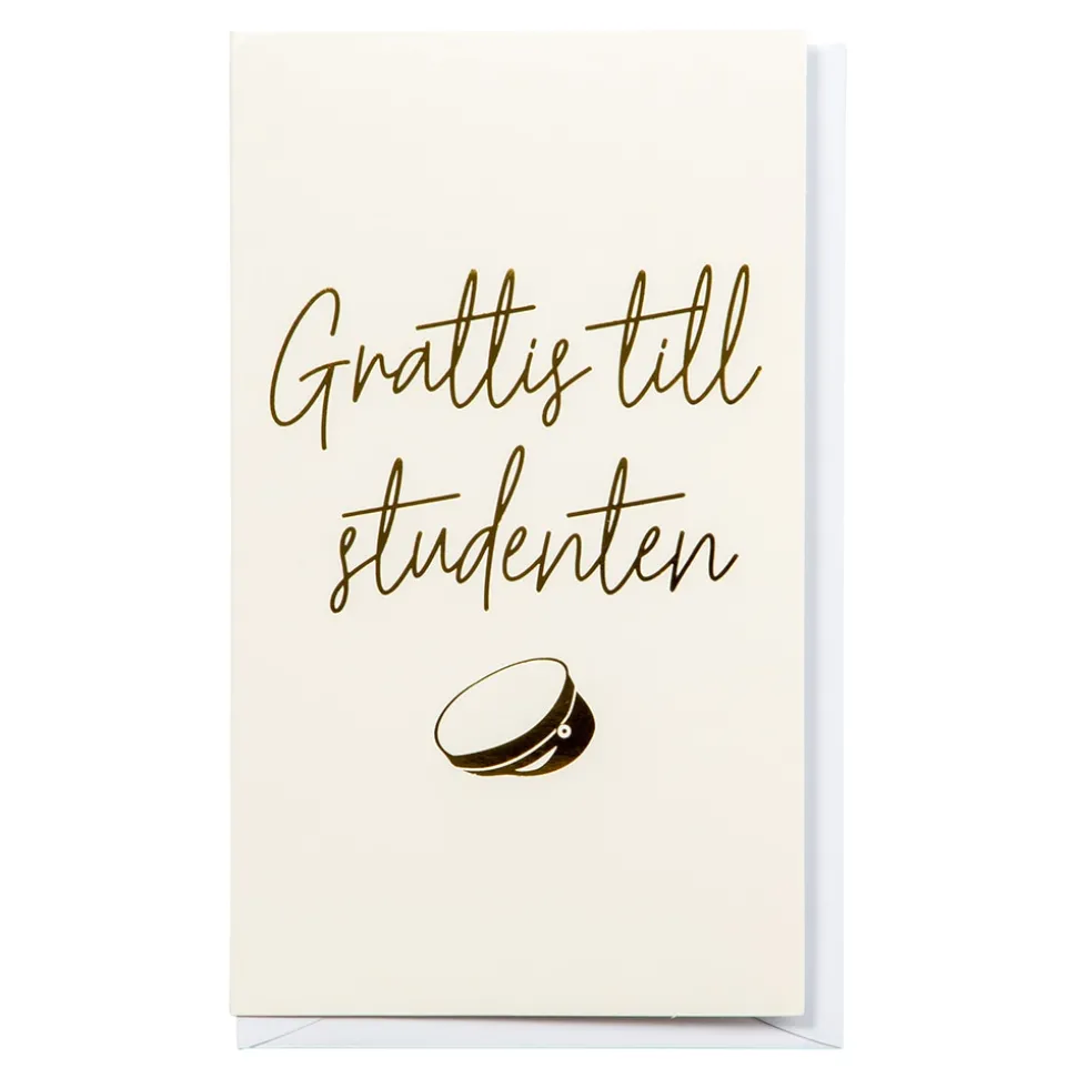 Gratulationskort Guldskrift Grattis till Studenten