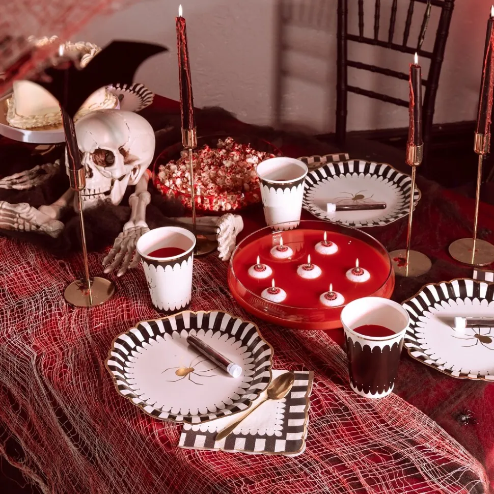 Halloweenservetter med guldkant 12-pack