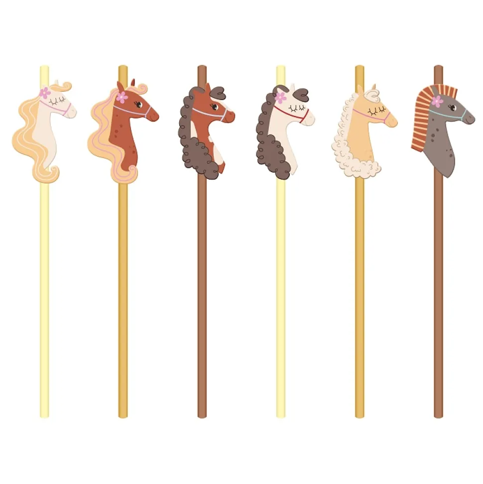 Hästar Pappsugrör 6-pack