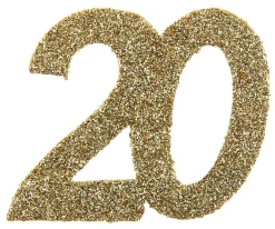 Jättekonfetti i Guld 20 år 6 cm 6-pack
