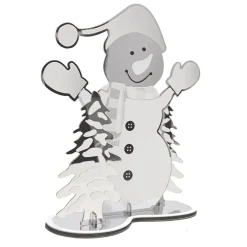 Juldekoration speglar - Snögubbe i silver 20 cm