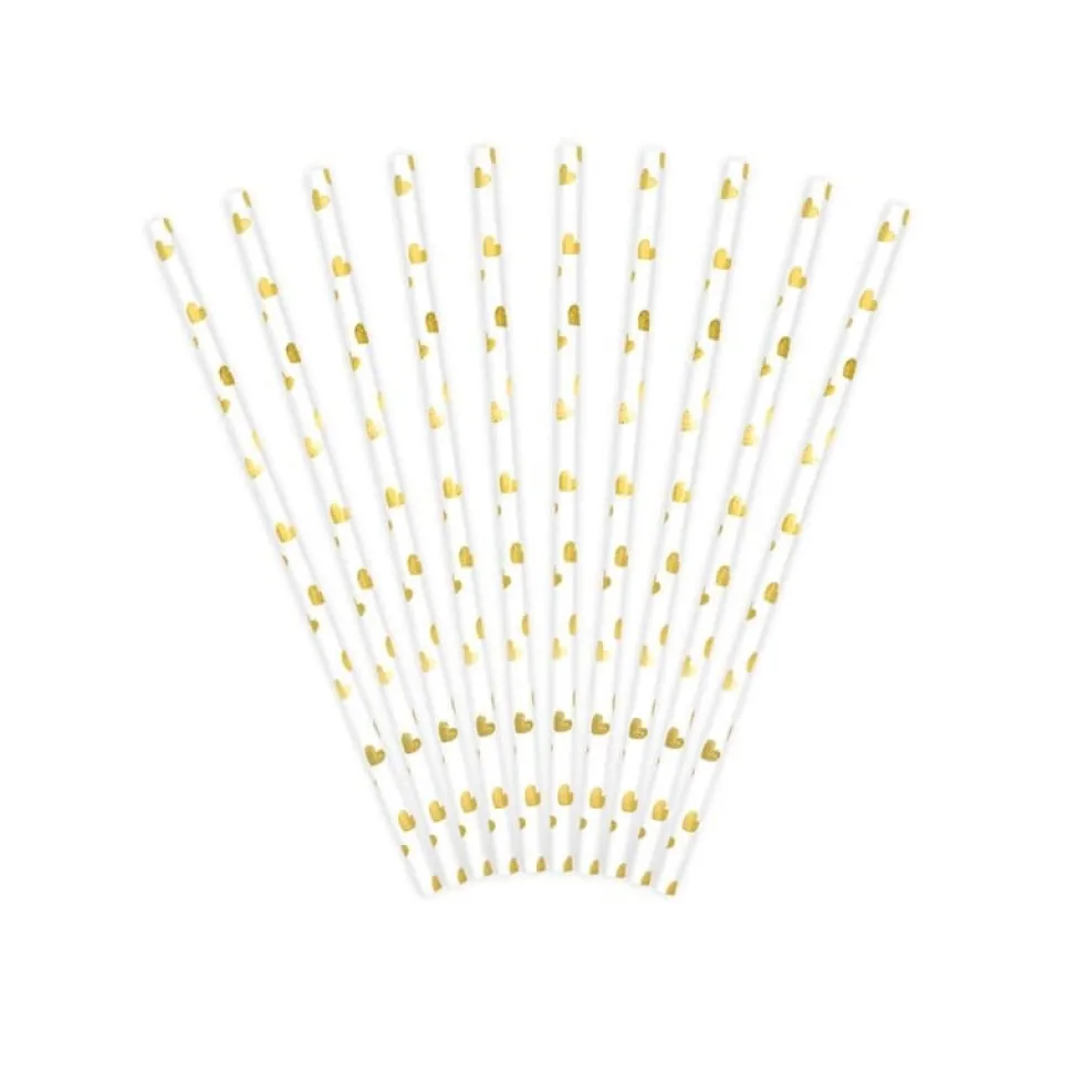 Pappsugrör - Guldhjärtan 10-pack