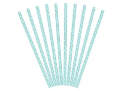 Pappsugrör - Prickiga Ljusblå 10-pack