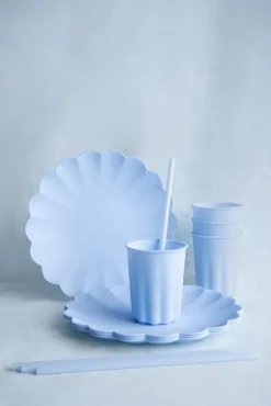 Plastsugrör, Pastellblå 23 cm 12-pack