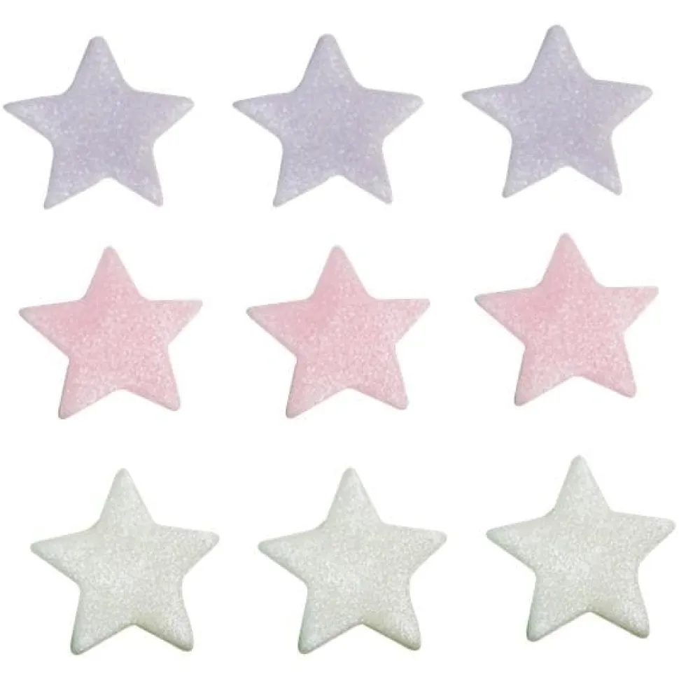 Sockerdekorationer Stjärnor rosa/vit/lila 9-pack