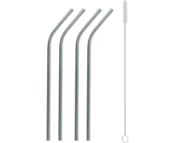Sugrör i stål - Silver 4-pack